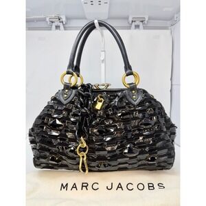 Marc Jacobs Rare 2009 St. Mark's Stam Bag Black Suede Patent Swarovski Crystal